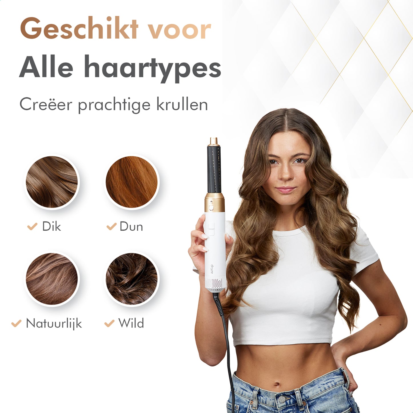 Dryze airstyler crème white/gold